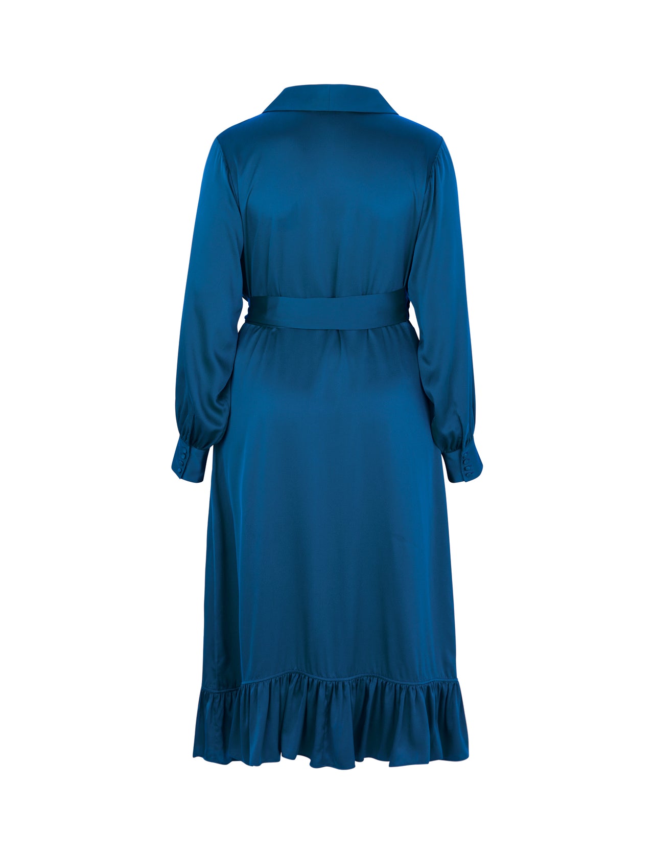 blue silk wrap dress