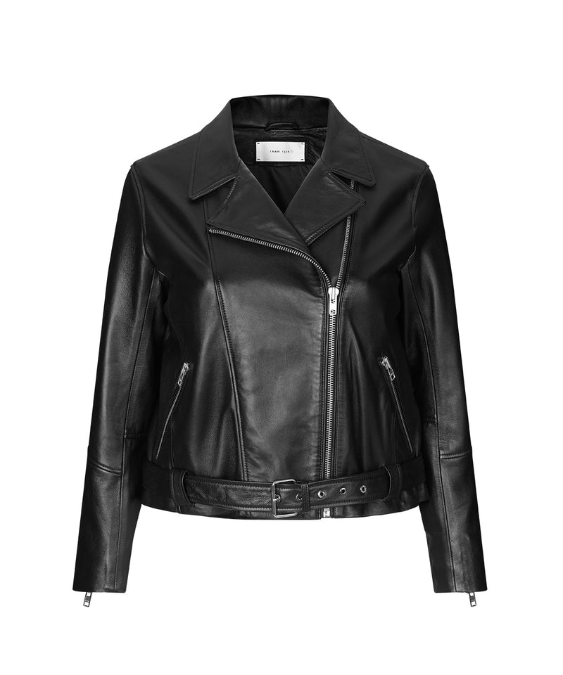 Plus size women´s leather biker jacket. Shop the trendy plus size women´s clothing at INAN ISIK.